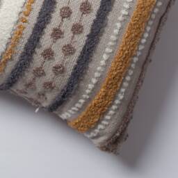 striped Lumbar Pillow Cover Burnt Orange, Terracotta, & Gray Linen - thumbnail 4