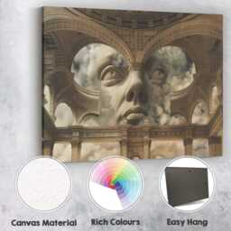 Surreal Classical Stone Face Architectural Fantasy Canvas Wall Art Print Decor Picture Ready To Hang - thumbnail 2