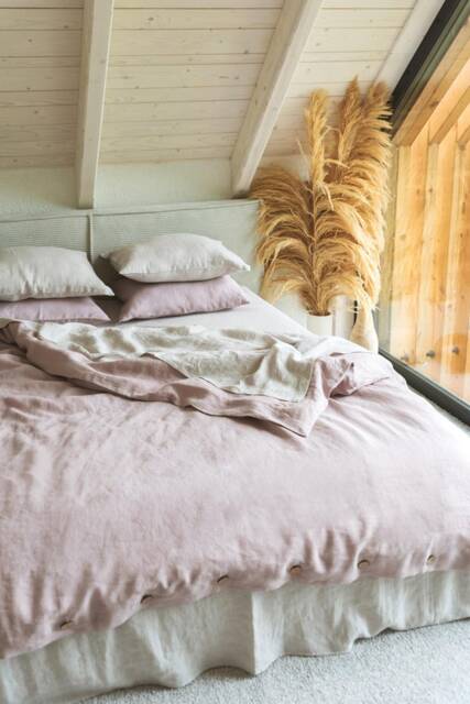 Linen Bedding Set in Dusty Rose. Boho Linen Duvet Cover Set. Pink - image 1