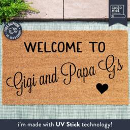 Welcome To Gigi & Papa G's Custom Rug - Personalized Grandparent Door Mat Coir Gift Idea - thumbnail 1
