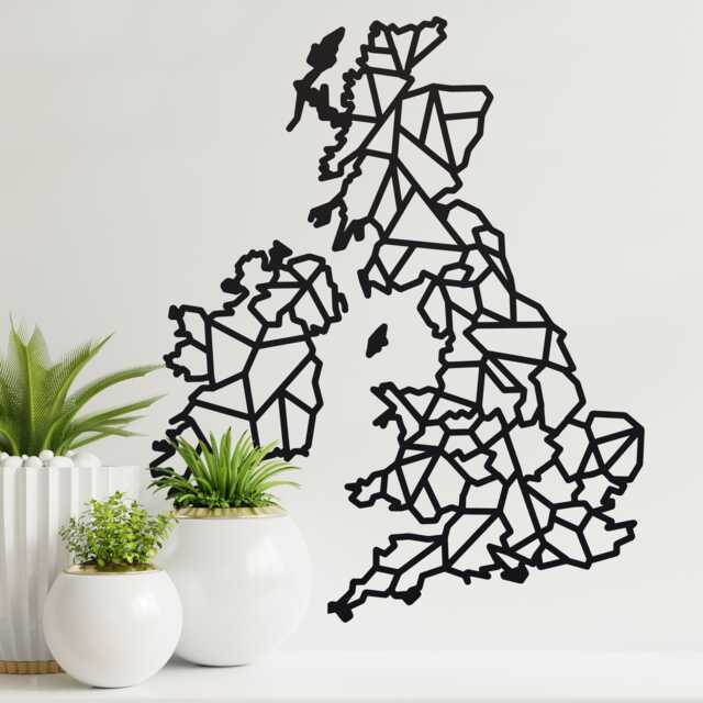 Geometric United Kingdom Map, Steel Wall Art, British Pride - image 1