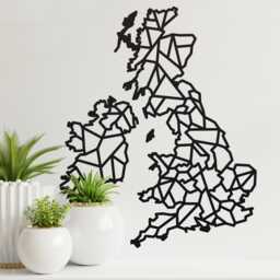 Geometric United Kingdom Map, Steel Wall Art, British Pride - thumbnail 1