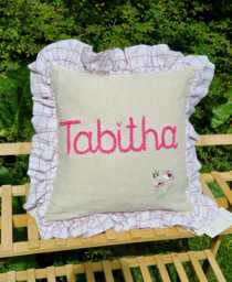 Personalised Floral Embroidered Avery Row Cushion - Baby Name Nursery Decor - thumbnail 1