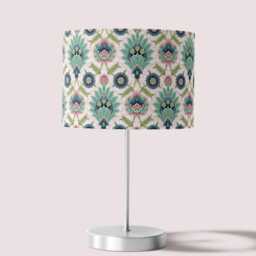 Muhtesem Blush Pink Floral Turkish Pattern Print Velvet Lampshade 25cm 30cm 35cm 40cm 45cm -Drum Lamp Shade Handmade Home Decor Ceiling - thumbnail 3