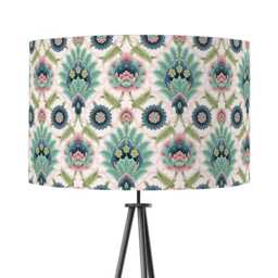 Muhtesem Blush Pink Floral Turkish Pattern Print Velvet Lampshade 25cm 30cm 35cm 40cm 45cm -Drum Lamp Shade Handmade Home Decor Ceiling - thumbnail 1