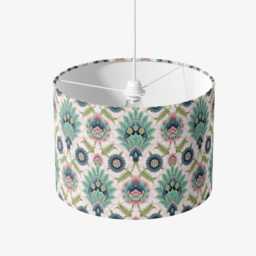 Muhtesem Blush Pink Floral Turkish Pattern Print Velvet Lampshade 25cm 30cm 35cm 40cm 45cm -Drum Lamp Shade Handmade Home Decor Ceiling - thumbnail 2