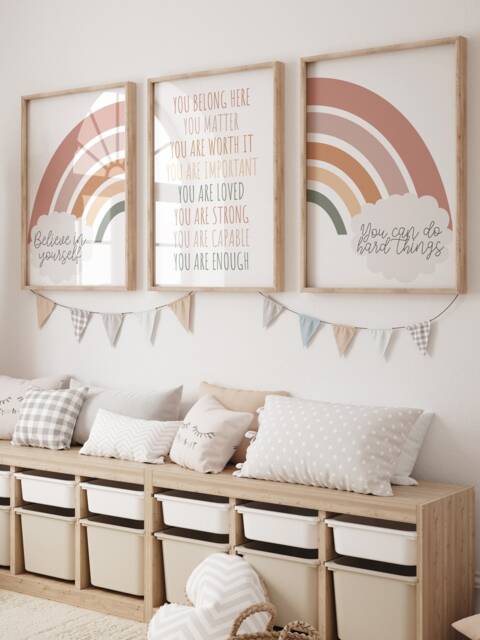 3 Classroom Wall Art, Girls Nursery Prints , Positive Affirmations For Kids, Poster, Educational Playroom Kids - image 1