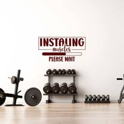 Gym Wall Decal, Motivational Sticker, Funny Home Decor, Muscles Installing Please Wait - Thevinylcreations - thumbnail 3
