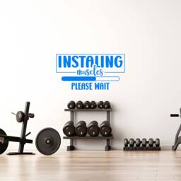 Gym Wall Decal, Motivational Sticker, Funny Home Decor, Muscles Installing Please Wait - Thevinylcreations - thumbnail 2