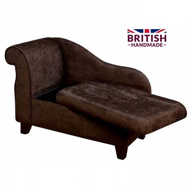 Handmade Chocolate Velvet Storage Chaise Longue 41 - image 1