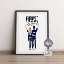 Personalised Couple Print, Football Poster, Quotes, Gifts For Couples, Portrait - thumbnail 2