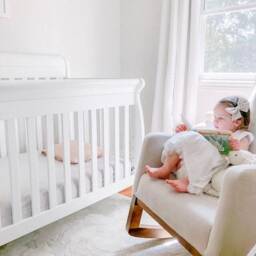 Linen Fitted Crib Sheet - Blue Stripe, Mini & Changing Pad Cover - thumbnail 2