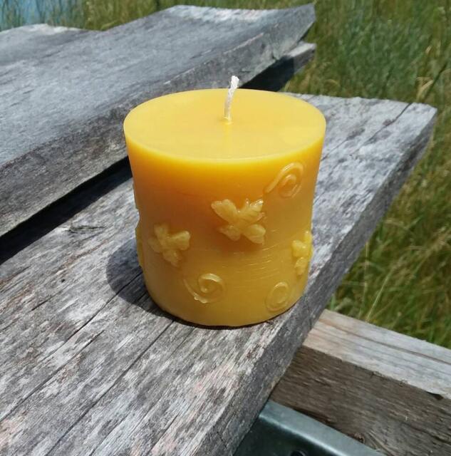 Beeswax Bee Pillar Candle 100% Natural Michigan Beeswax, Farmhouse Decor - image 1