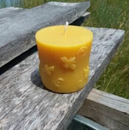 Beeswax Bee Pillar Candle 100% Natural Michigan Beeswax, Farmhouse Decor - thumbnail 1
