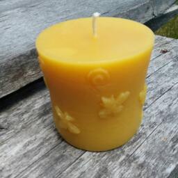 Beeswax Bee Pillar Candle 100% Natural Michigan Beeswax, Farmhouse Decor - thumbnail 3
