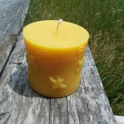 Beeswax Bee Pillar Candle 100% Natural Michigan Beeswax, Farmhouse Decor - thumbnail 2
