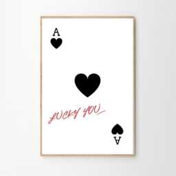 Lucky You Playing Card Art Canvas Poster, Trendy Wall Art, Apartment Aesthetic Decor, Retro Home Printed Gift - thumbnail 2