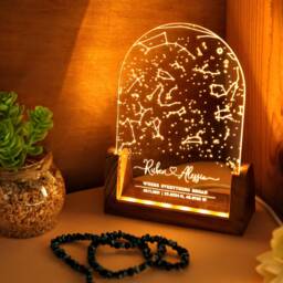 Personalized Constellation Chart Lamp - Gift Star Map On Night Light For Boyfriend/Girlfriend Stars Couples - thumbnail 2