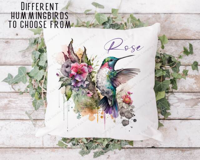 Hummingbird Cushion, Pillow, Floral Hummingbird, Gift, Lover, Gift For Mum, Her - image 1