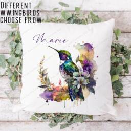 Hummingbird Cushion, Pillow, Floral Hummingbird, Gift, Lover, Gift For Mum, Her - thumbnail 2