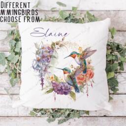 Hummingbird Cushion, Pillow, Floral Hummingbird, Gift, Lover, Gift For Mum, Her - thumbnail 3