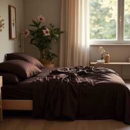 Dark Chocolate Bedding Set 1 Duvet Cover & 2 Pillowcases Cotton Sateen Comforter - thumbnail 4