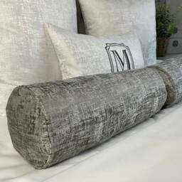 "Luxury Grey Cushion For Bed, Cylinder Bolster 16"" X 6" - thumbnail 3