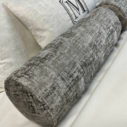 "Luxury Grey Cushion For Bed, Cylinder Bolster 16"" X 6" - thumbnail 4