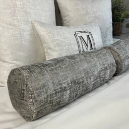 "Luxury Grey Cushion For Bed, Cylinder Bolster 16"" X 6"