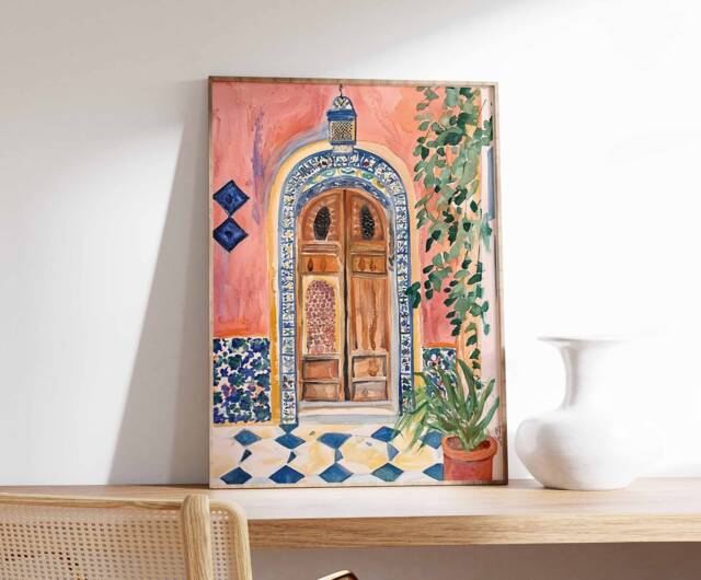 Islamic Poster, Middle Eastern Decor, Botanical Print, Arabic Wall Art, Persian Palestine Mosque Boho Muslim Gift - image 1