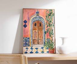 Islamic Poster, Middle Eastern Decor, Botanical Print, Arabic Wall Art, Persian Palestine Mosque Boho Muslim Gift - thumbnail 1