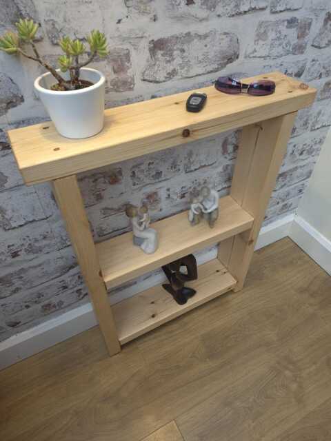 85cm Tall Handmade Narrow Rustic Console Table Solid Wood Hallway Table, Two Shelves - image 1