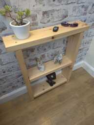 85cm Tall Handmade Narrow Rustic Console Table Solid Wood Hallway Table, Two Shelves - thumbnail 1