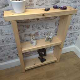 85cm Tall Handmade Narrow Rustic Console Table Solid Wood Hallway Table, Two Shelves - thumbnail 3