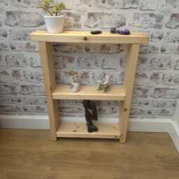 85cm Tall Handmade Narrow Rustic Console Table Solid Wood Hallway Table, Two Shelves - thumbnail 2