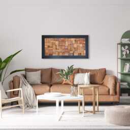 Large Modern Wood Wall Art - Organic Wooden Sculpture Handcrafted Exclusive Design Oak Tones - thumbnail 3