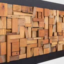 Large Modern Wood Wall Art - Organic Wooden Sculpture Handcrafted Exclusive Design Oak Tones - thumbnail 2