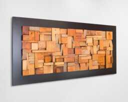 Large Modern Wood Wall Art - Organic Wooden Sculpture Handcrafted Exclusive Design Oak Tones - thumbnail 1