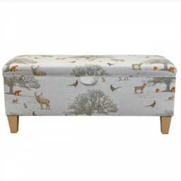 Woodland Animal Print Storage Bench Ottoman - British Made - thumbnail 3