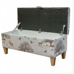 Woodland Animal Print Storage Bench Ottoman - British Made - thumbnail 2