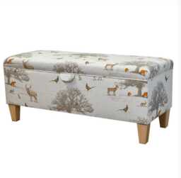 Woodland Animal Print Storage Bench Ottoman - British Made - thumbnail 1