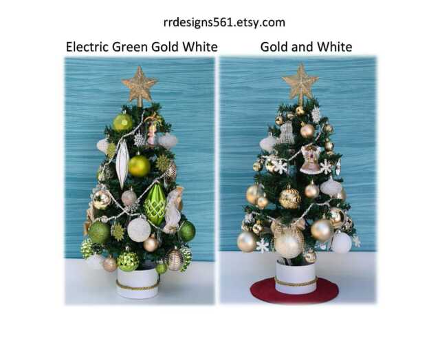 Fully Decorated Tabletop Christmas Tree, 50 Clear Lights, Gold Star Topper, Entryway D??cor - image 1