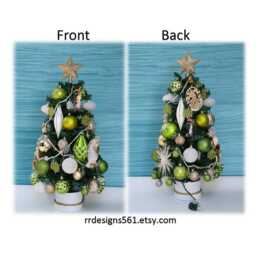 Fully Decorated Tabletop Christmas Tree, 50 Clear Lights, Gold Star Topper, Entryway D??cor - thumbnail 3