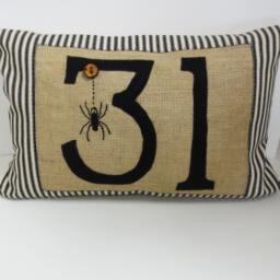 Halloween Spider Pillow Burlap Lumbar Cushion With Number 31 - thumbnail 2
