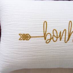 Cushion Cover/Cotton Gauze Cushion Happiness White Cotton Home Decoration Pillowcase Moving in Gift - thumbnail 3