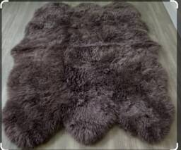 Large Dark Brown Sheepskin Rug , Six Skin Rug, Neutral Genuine Sheepskin, Fluffy Chocolate Brown, Interiors, Cosy, Wool - thumbnail 1