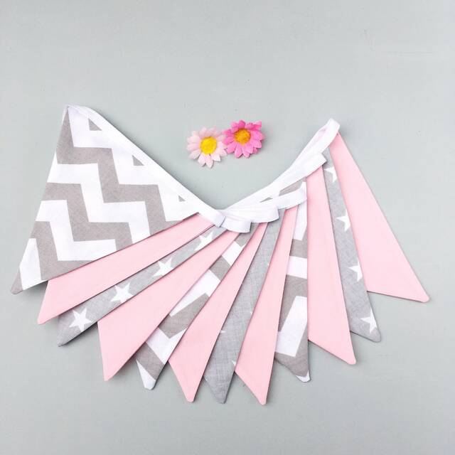 Grey & Pink Bunting, Nursery Baby Girl Bunting - image 1