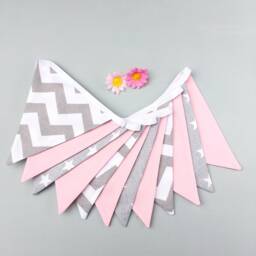 Grey & Pink Bunting, Nursery Baby Girl Bunting - thumbnail 1
