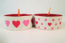Red Glitter Tea Lights, Heart Washi Tape Candles, Set Of 4 - thumbnail 1