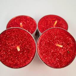 Red Glitter Tea Lights, Heart Washi Tape Candles, Set Of 4 - thumbnail 3